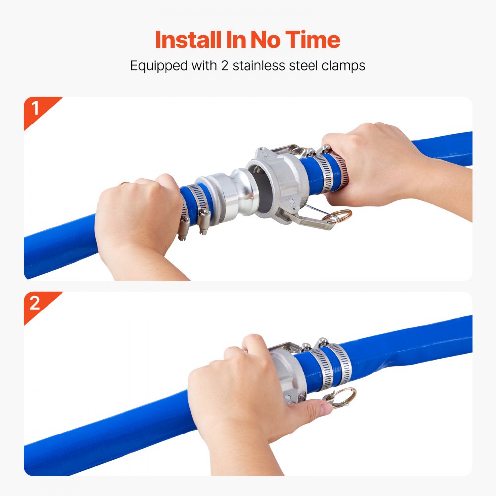 TLP04038X50FT01-CE - 1.5" x 50' Flexible PVC Backwash Hose with Clamps