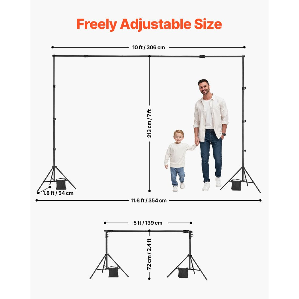 BJJ-0710 - Adjustable 7x10 ft Backdrop Stand with Steel Base and Tripod Stability