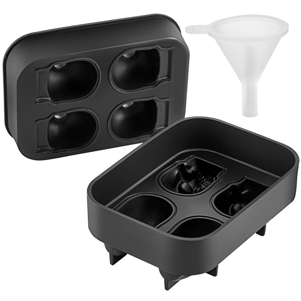 010323744830 - 4-Grid Skull Silicone Ice Cube Tray for Unique Drinks
