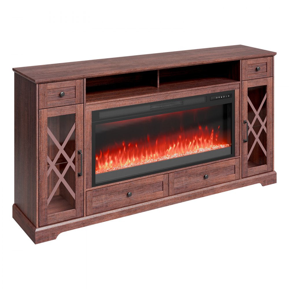J01081-70 - 70" VEVOR Corner Fireplace TV Stand with LED Lights & Remote