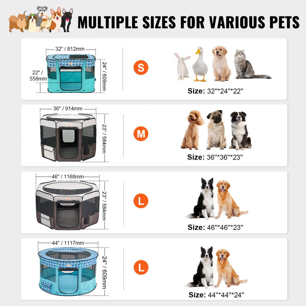 SX50014L - Lightweight 46" Waterproof Foldable Dog Playpen for Travel