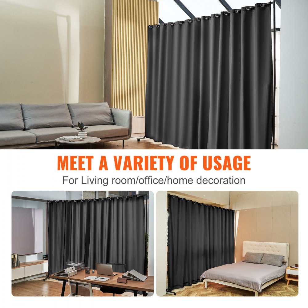 010392944046 - Portable 8ft Light Grey Room Divider for Flexible Spaces