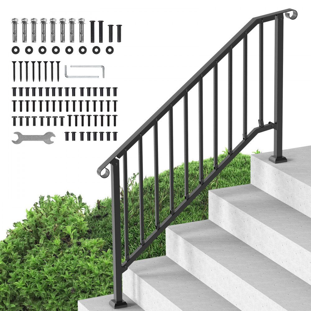BP-56 - Durable 5-6 Step Outdoor Handrail with Adjustable Angle and Installation Kit