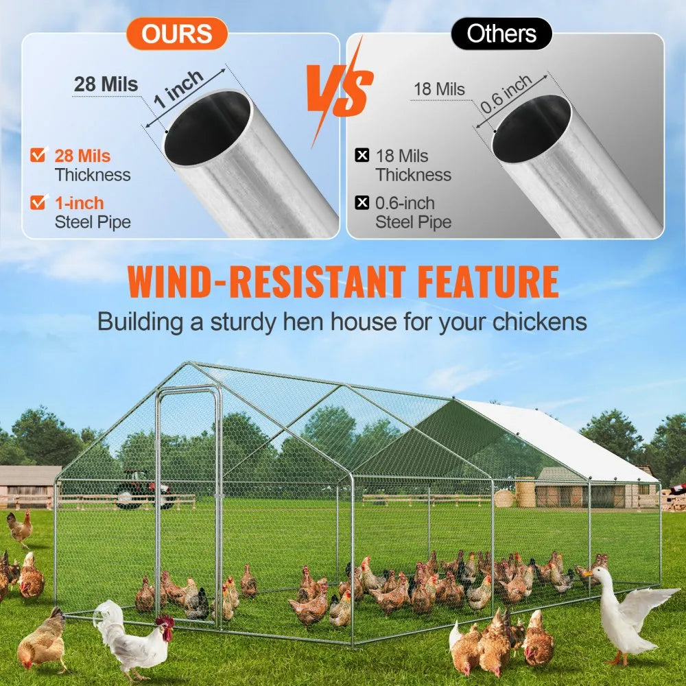 RA362 - 9.88x19.29ft Durable Metal Chicken Coop for Birds & Poultry