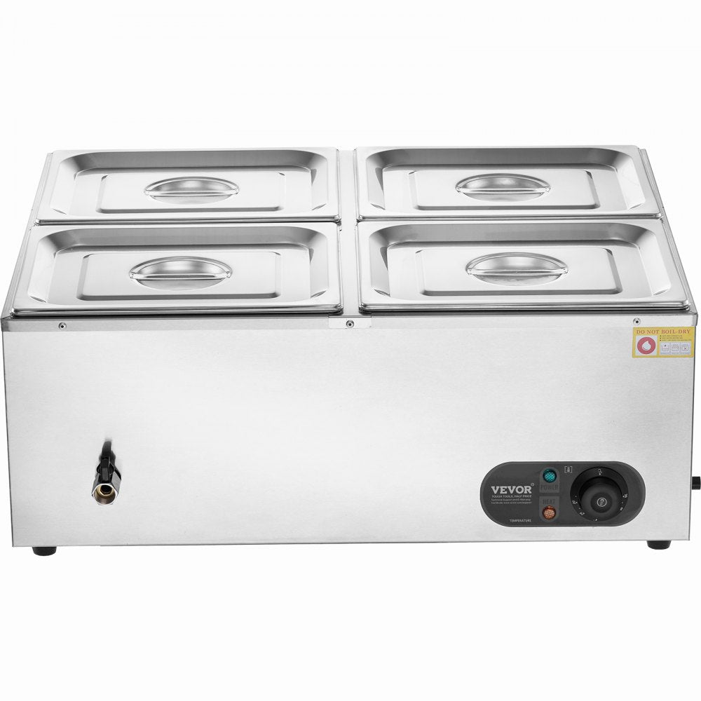 010835523298 - 4-Pan Commercial Food Warmer, 12QT Capacity, 1500W Heating