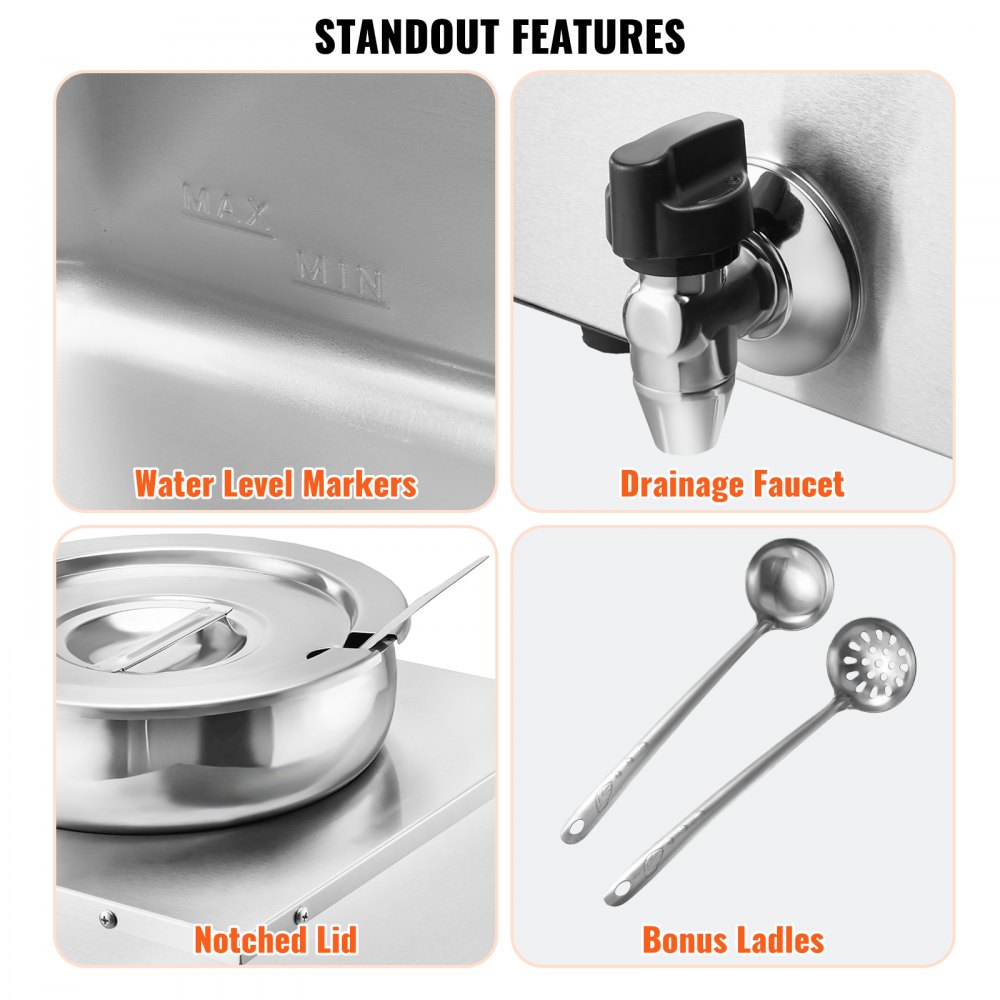 SC-TT4-7L - 29.6QT Stainless Steel Electric Soup Warmer, Four Pots, 1500W