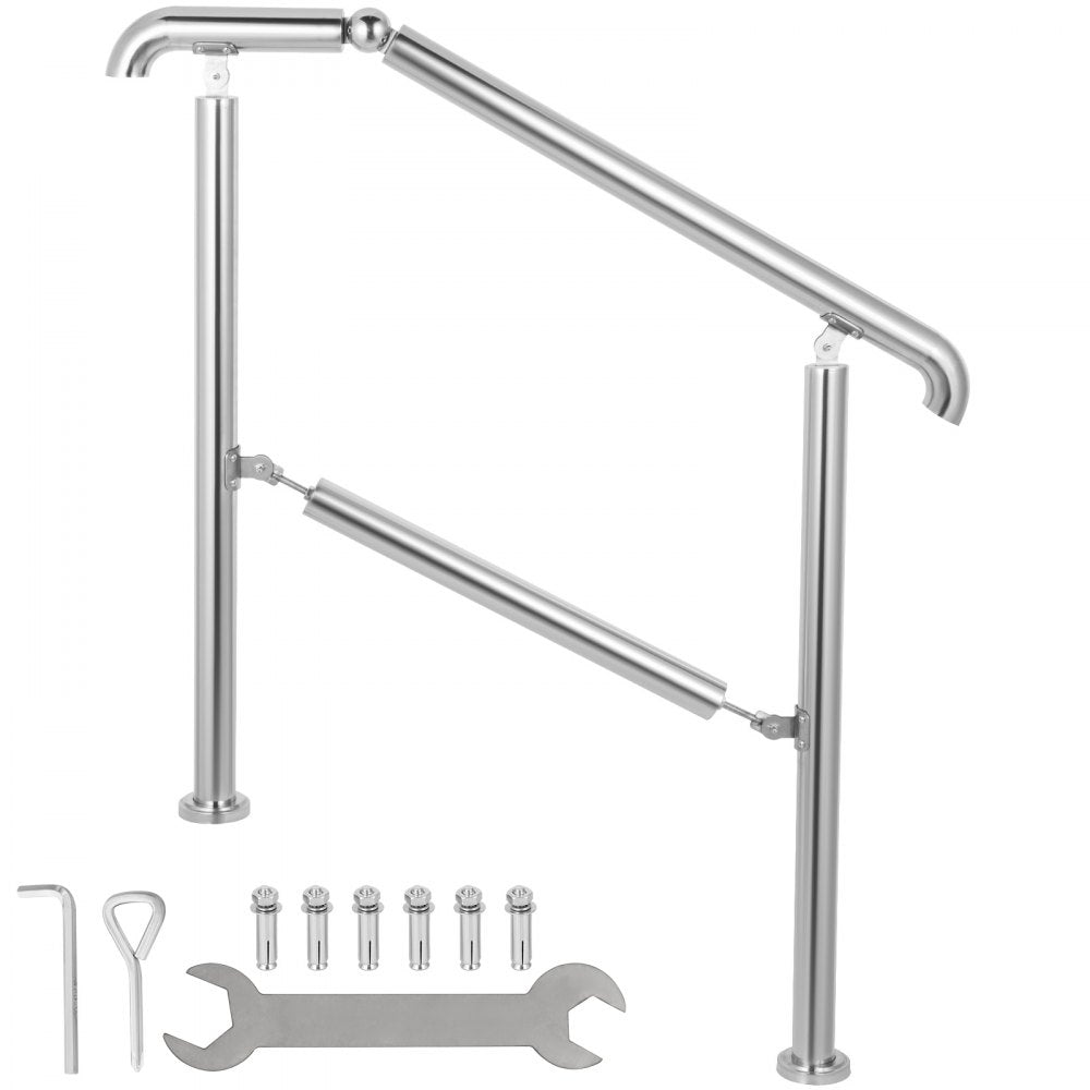 BXG-3STEP - Adjustable 304 Stainless Steel Handrail for 2-3 Steps, 441 lbs Capacity