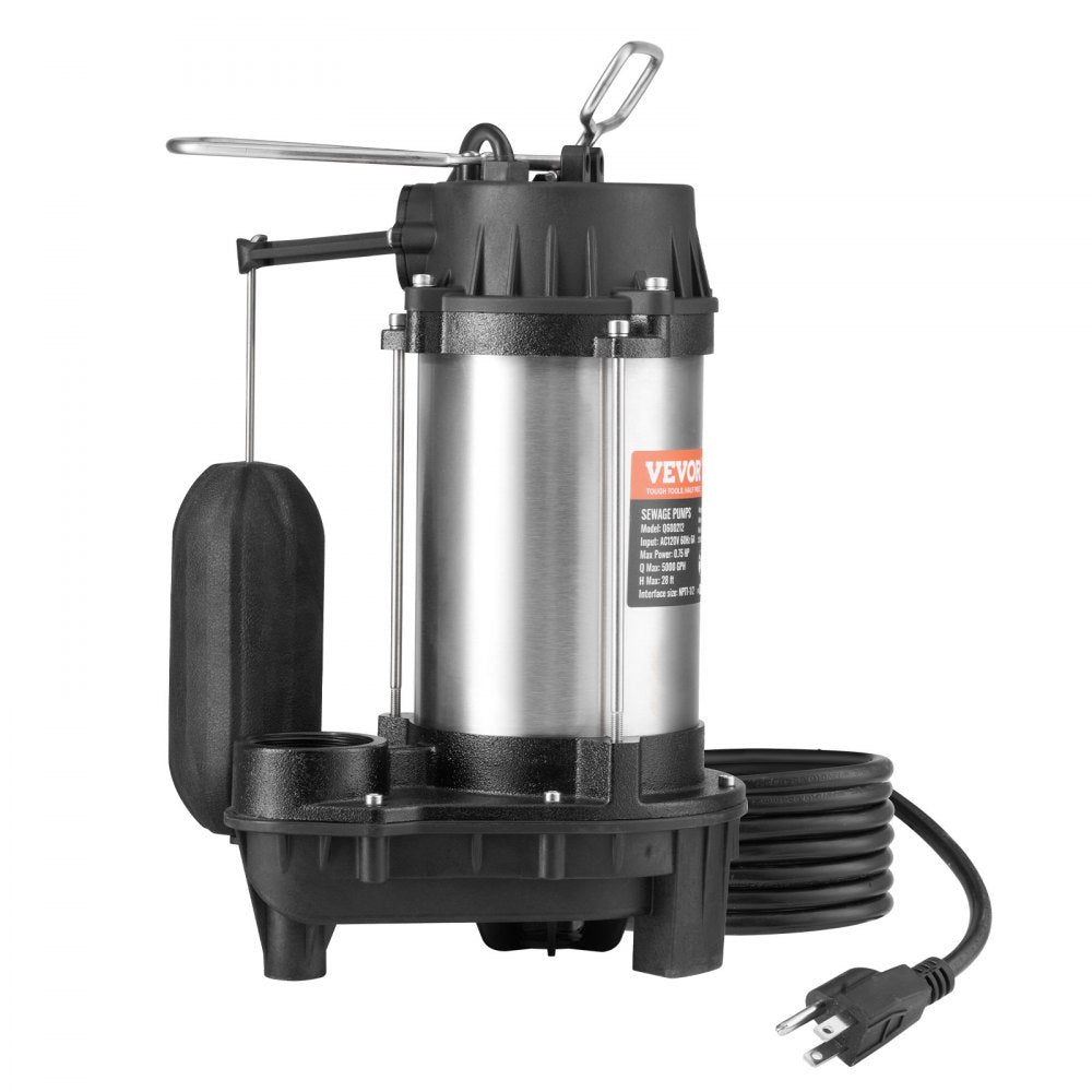 Q600212 - Powerful 0.75HP VEVOR Sewage Pump, 5000GPH, 28ft Lift
