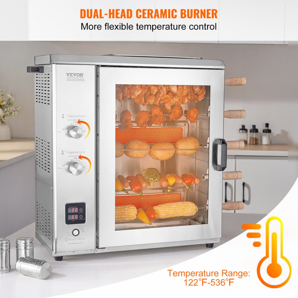 ZH-9325R - 5-String Stainless Steel Shawarma Grill with Dual Ceramic Burners