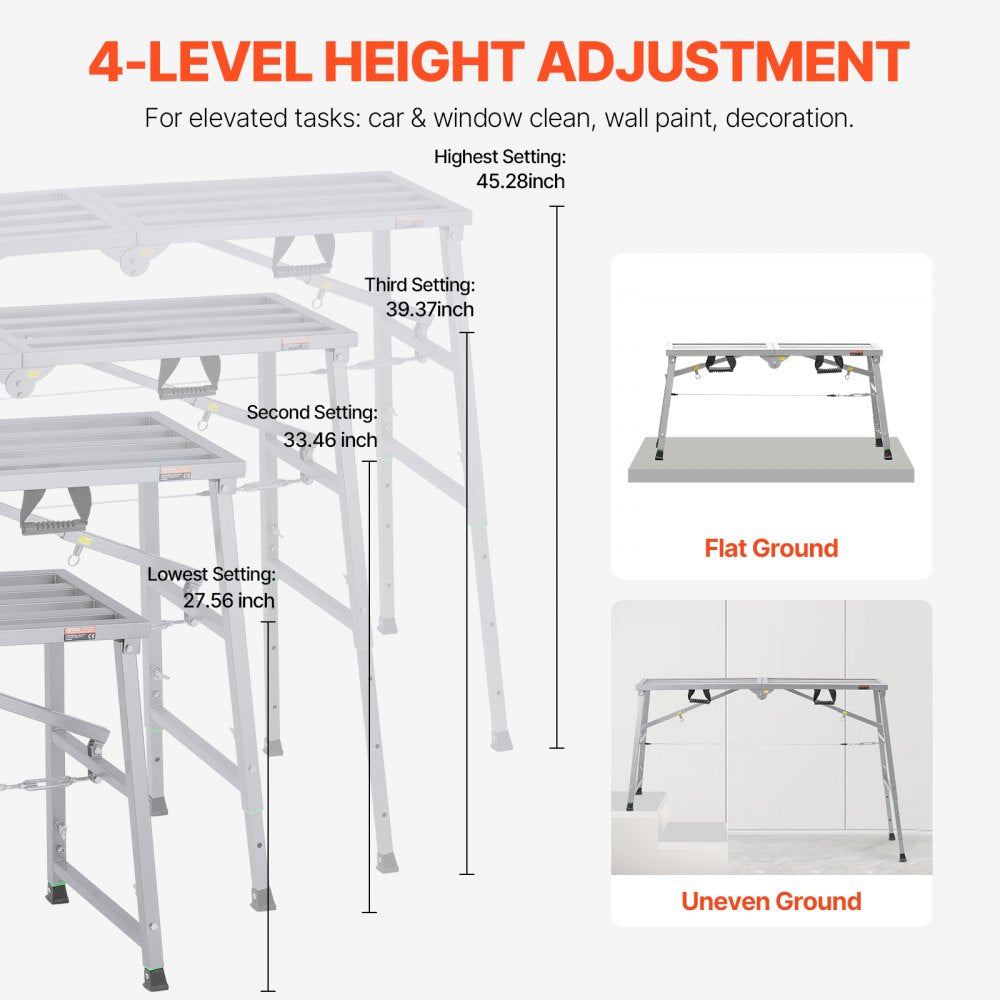WBS-021 - Adjustable Portable Scaffolding 800 lb Capacity, Compact & Lightweight