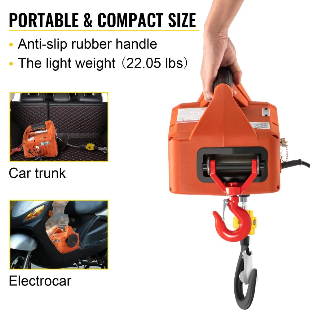 010856181487 - 1100lb Capacity Portable Electric Hoist with Remote Control
