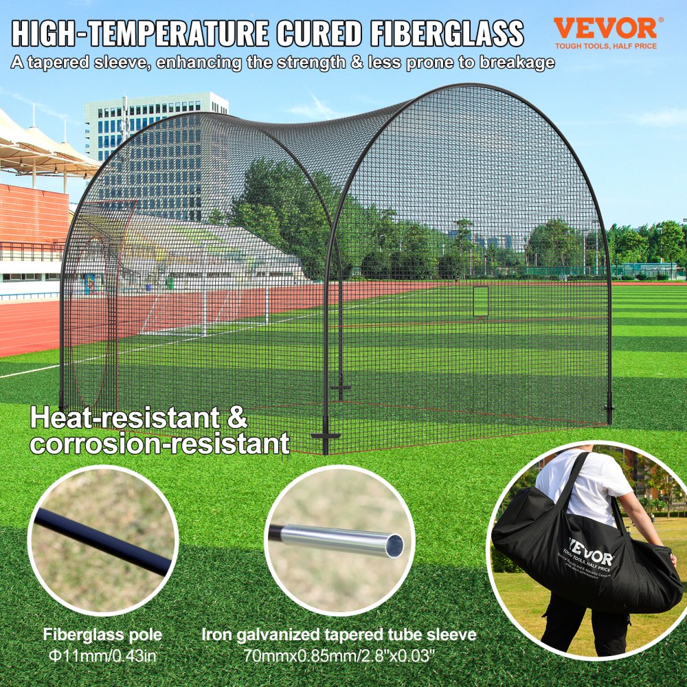YC-SS-BCN001 - 12FT VEVOR Durable Baseball Batting Cage for Indoor/Outdoor Use