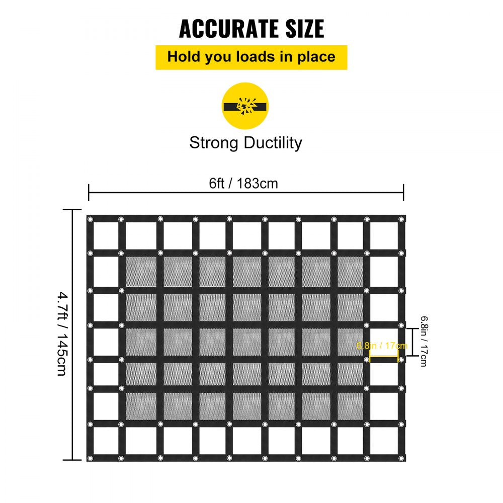 010963440907 - 6' x 4.7' Heavy-Duty Polyester Cargo Net for Trucks