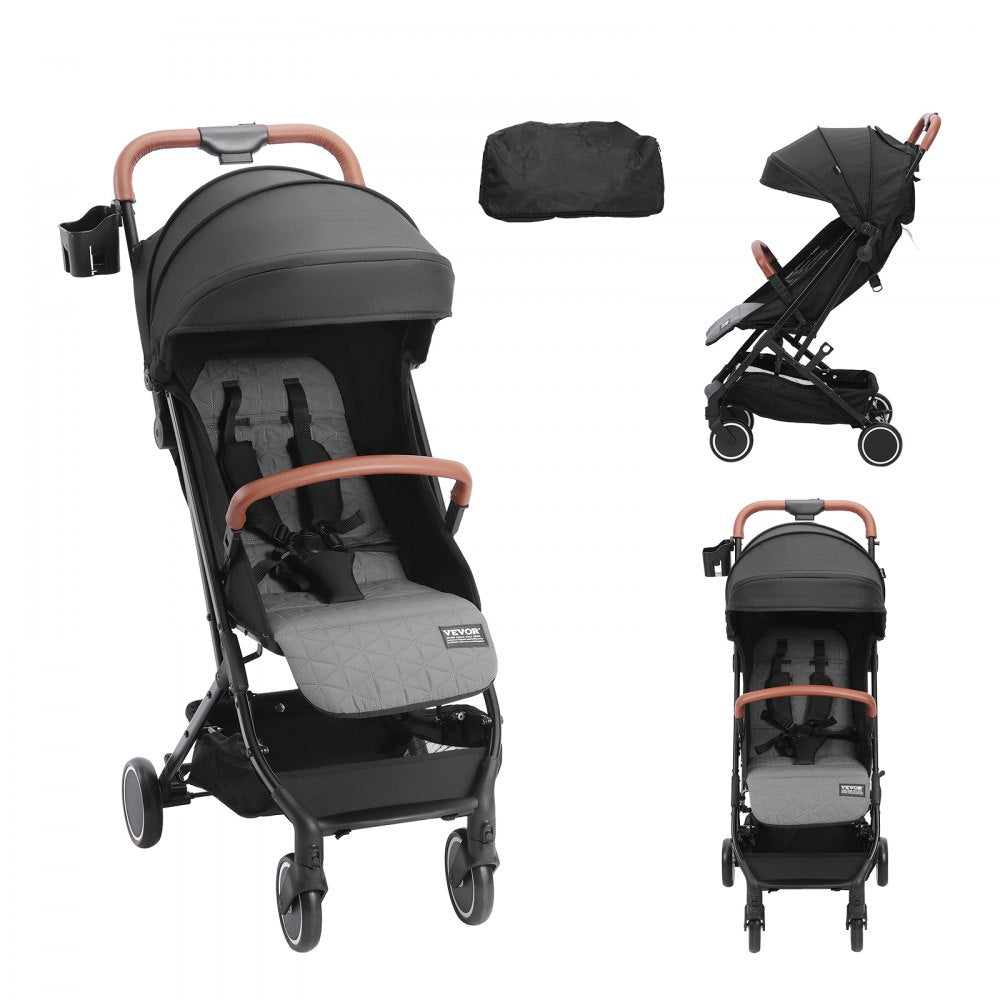 C628 - Adjustable Infant Stroller with Bassinet Mode, Black, 33 lbs