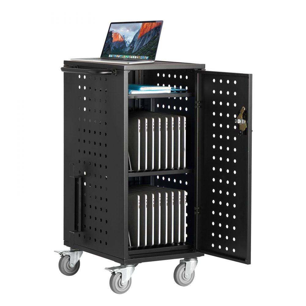 SCC-20P - 20-Device Metal Laptop Cart with Lockable Wheels