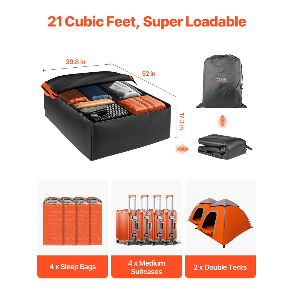 THCB-T0420 - 21 Cubic Feet Waterproof Rooftop Cargo Bag with Lock