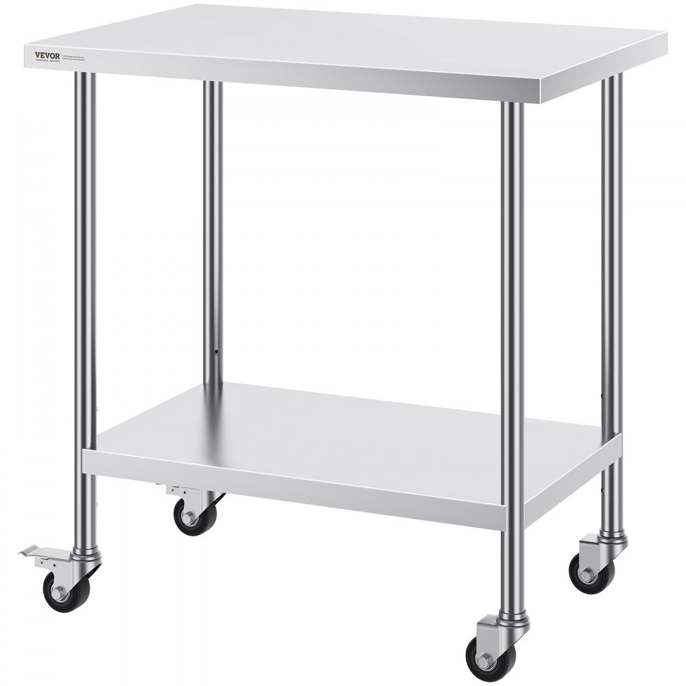 GZT910*610J - 24"x36" Heavy-Duty Stainless Steel Work Table with Wheels
