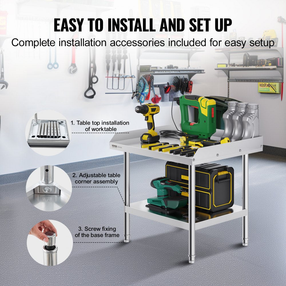 SKT710*610T - VEVOR 24x28x26 Inch Stainless Steel Work Table with Backsplash