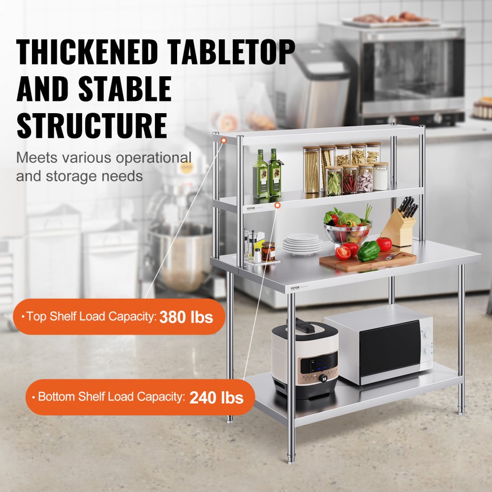 LJ1220*300 - Adjustable Double-Tier Stainless Steel Shelf for Kitchen & Workshop