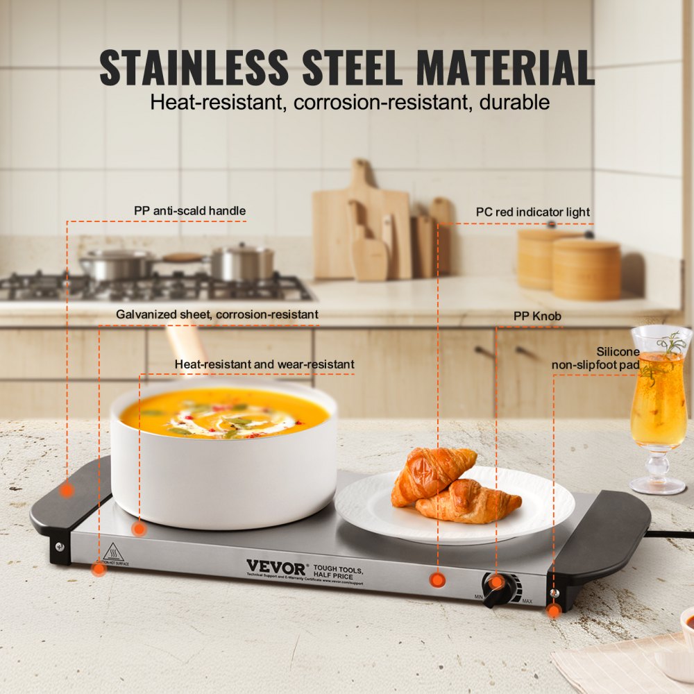 HD9003B - Stainless Steel Electric Warming Tray for Deliciously Warm Meals
