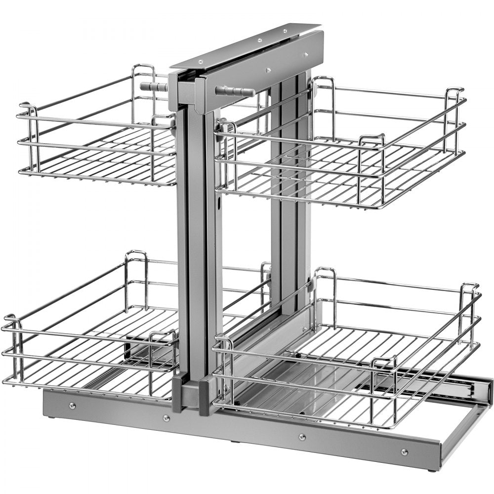 010141596552 - Pull-Out Chrome Blind Corner Shelf with 4 Baskets, 15.7" Opening