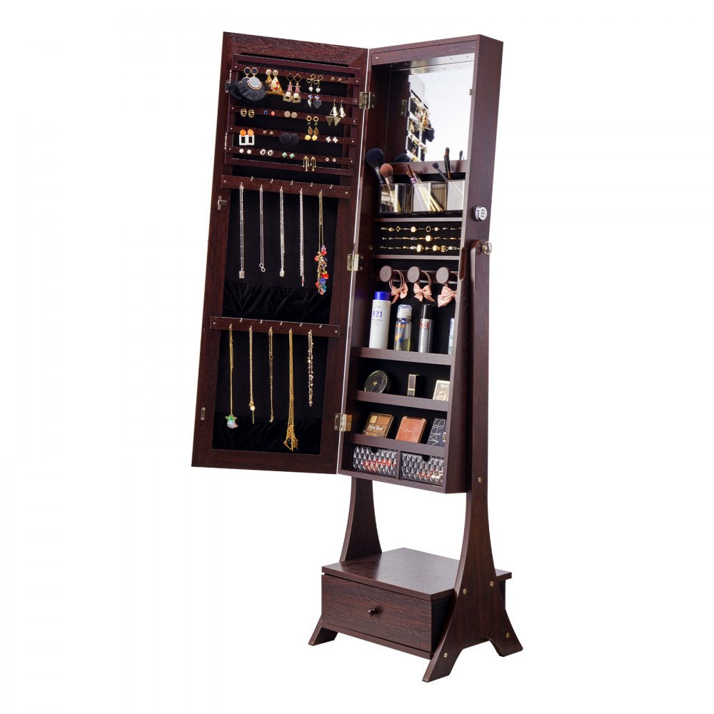 PY-2315SS - Full-Length Jewelry Cabinet & Mirror with 75 Earring Slots