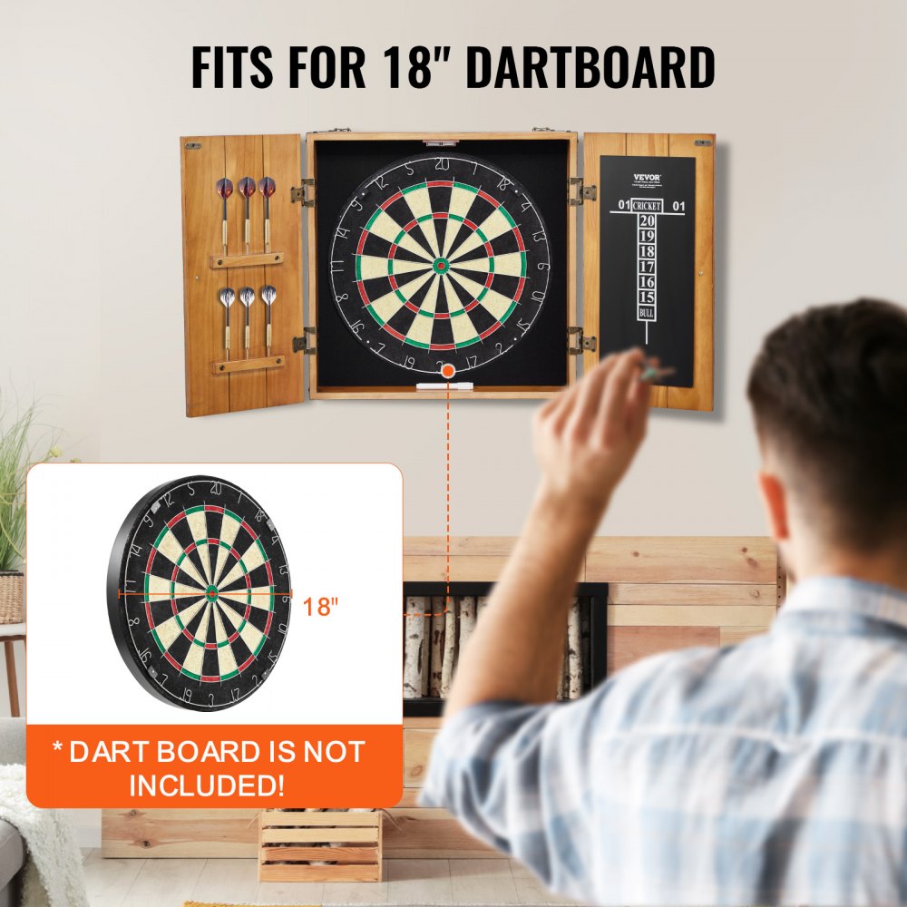 VDC12 - Elegant Solid Wood Dartboard Cabinet for 18" Bristle Boards