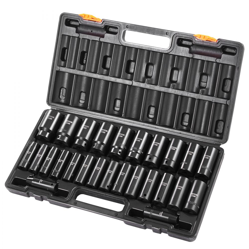 010456799483 - 26-Piece Durable Alloy Steel Impact Socket Set with Storage Case