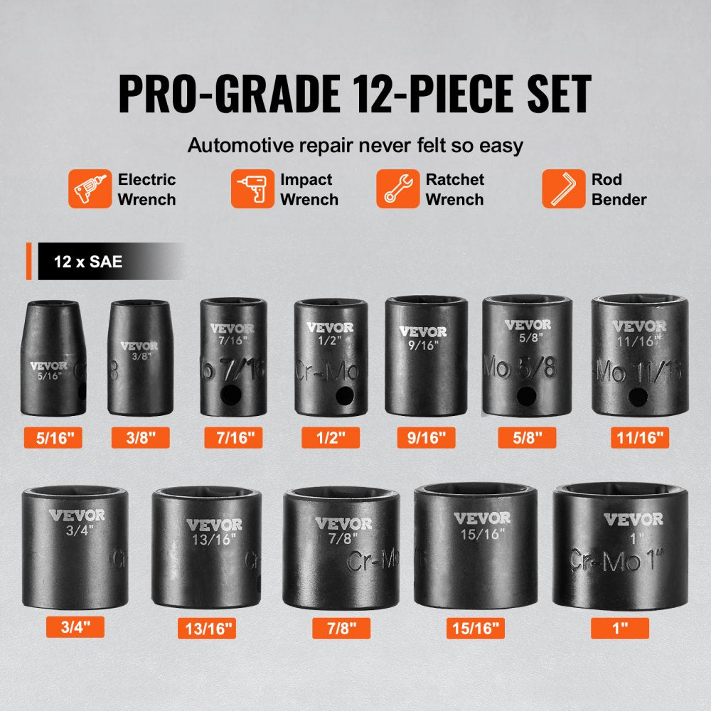 SX38SST1200 - 12-Piece Cr-Mo Impact Socket Set with Toolbox