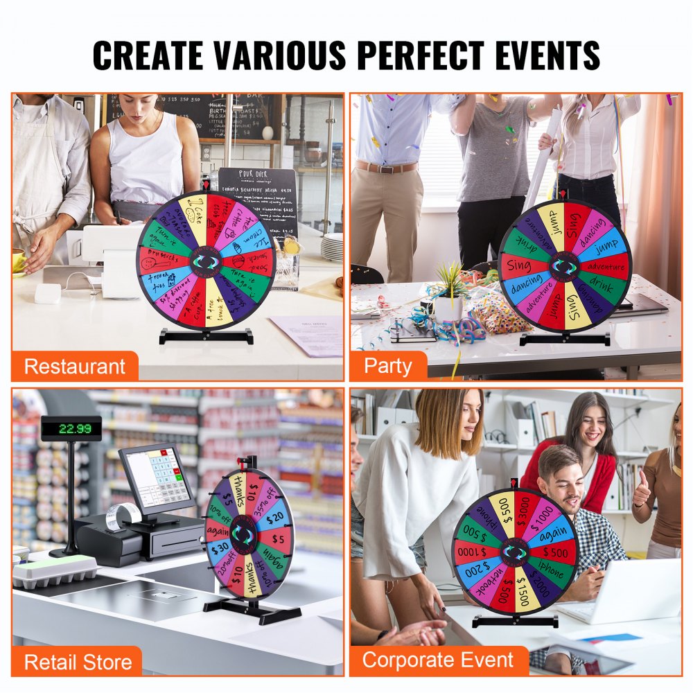 UPZP-24SE - 24" Colorful Spinning Prize Wheel with Customizable Slots