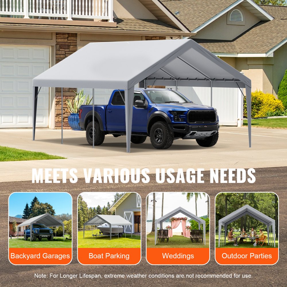SXYQCPBH13X20 - Durable 13x20 ft VEVOR Carport Canopy with UV Protection