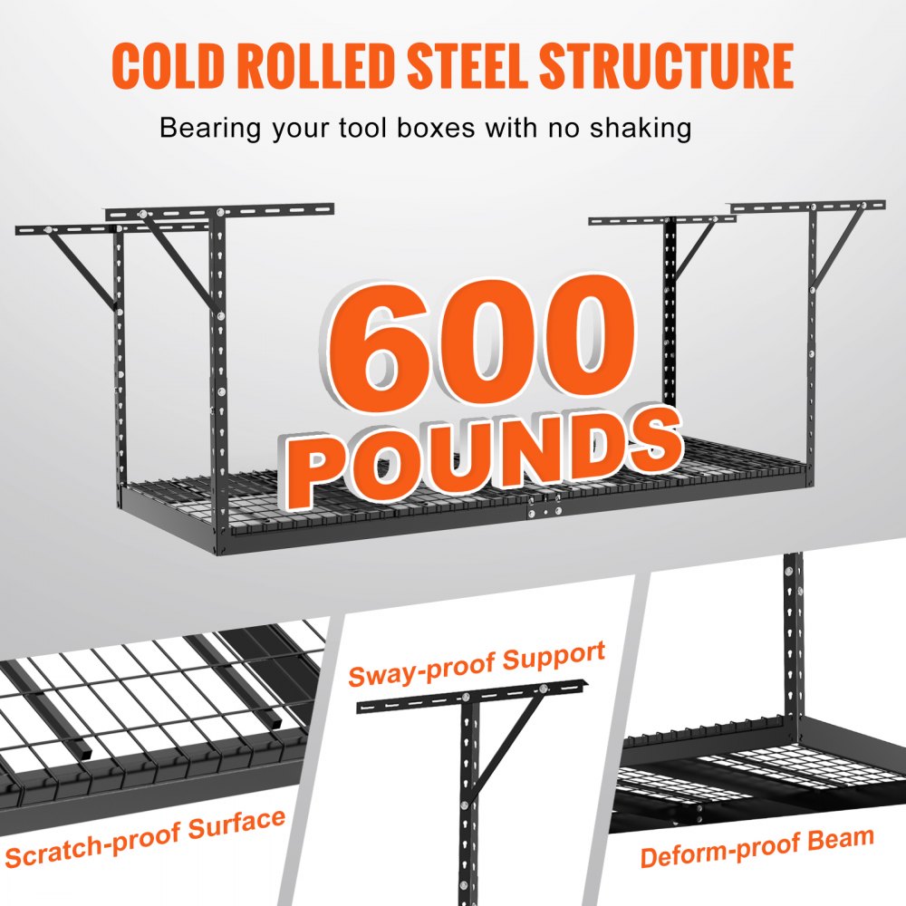 010855498781 - Adjustable 36x96 Steel Garage Storage Rack, 600 lbs Capacity