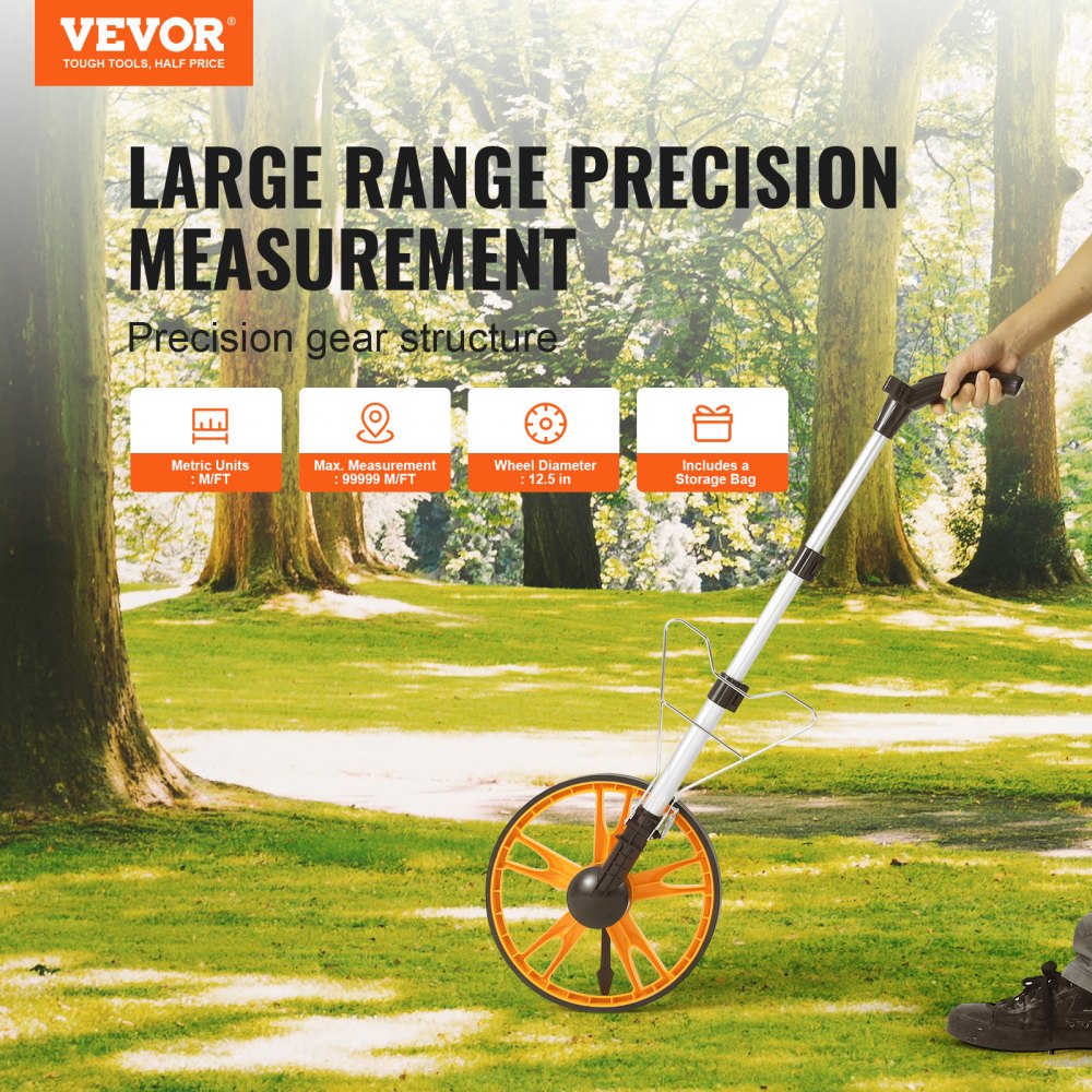 QLDZ08-1 - VEVOR 12.5" Measuring Wheel, Telescoping Handle 27.95"-40.94"
