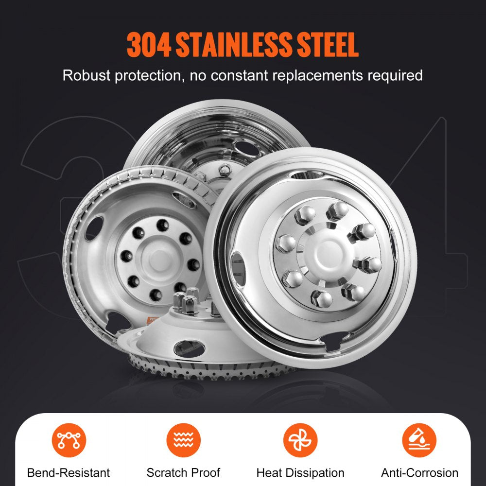 71604F/R - 16-Inch Stainless Steel Wheel Covers for Ford F350 Upgrade