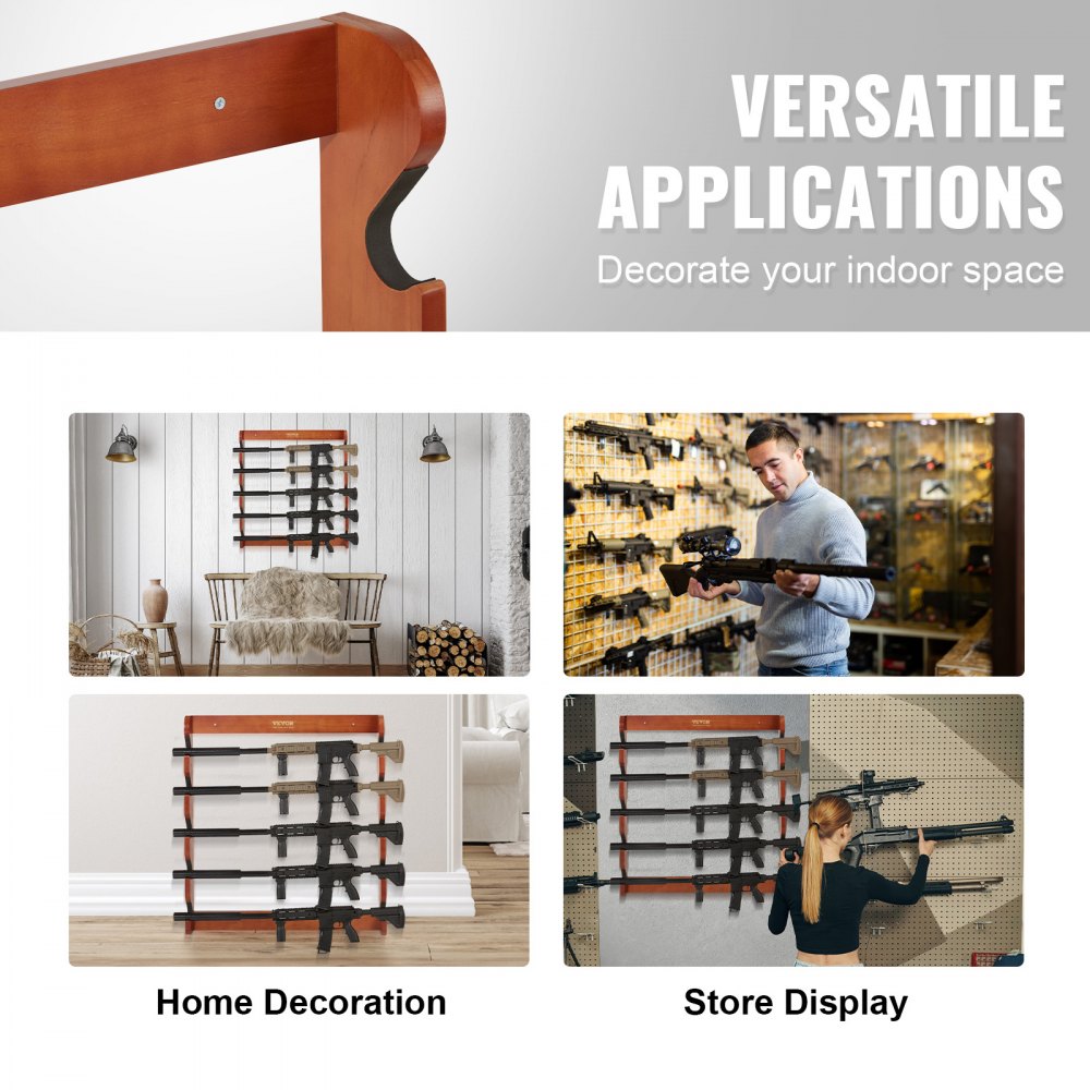 WZ002 - Elegant Pine Gun Rack with 5 Slots, 33.1" x 30.1"