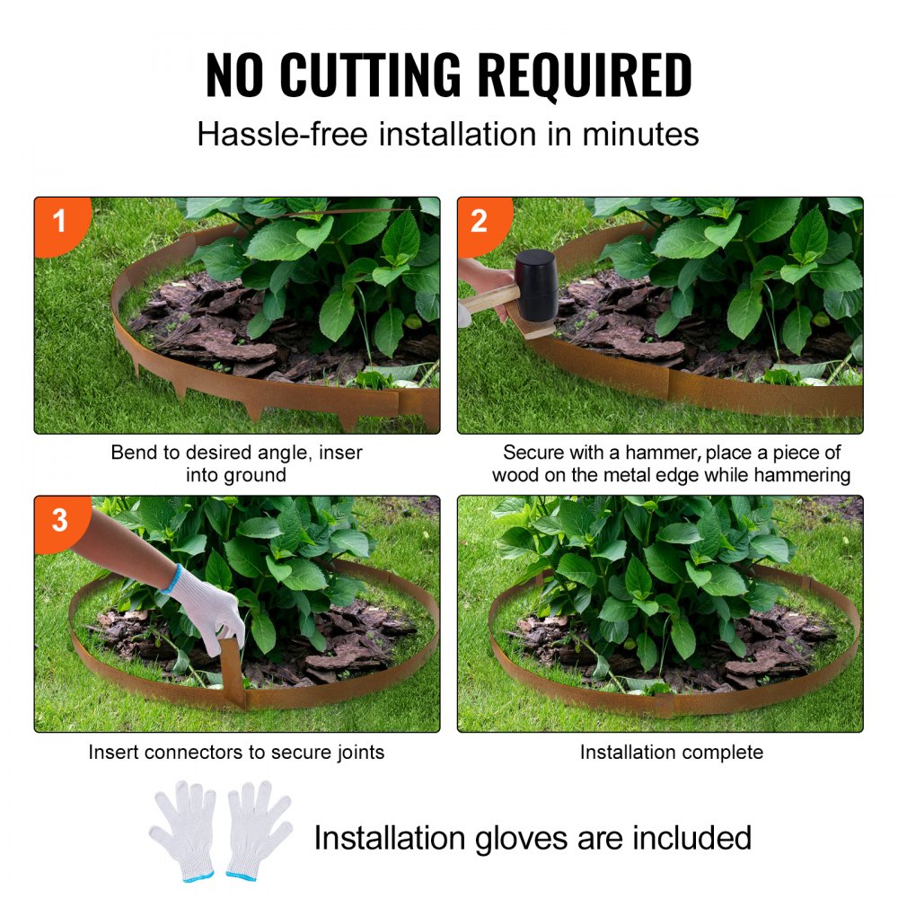 4.5in 10pcs - Bendable Steel Garden Edging, 39.6" L x 2" H