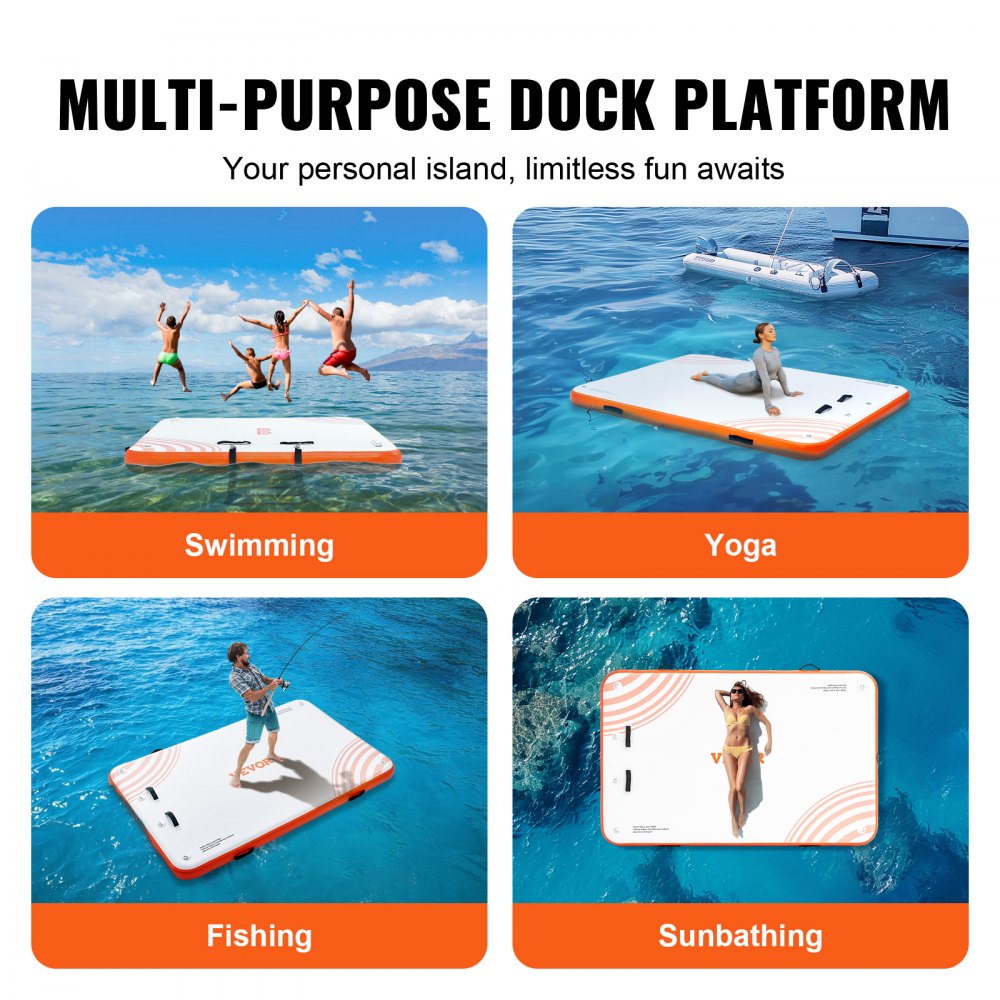 RD244-152 - 8x5FT Inflatable Dock for Pool, Lake & Ocean Fun