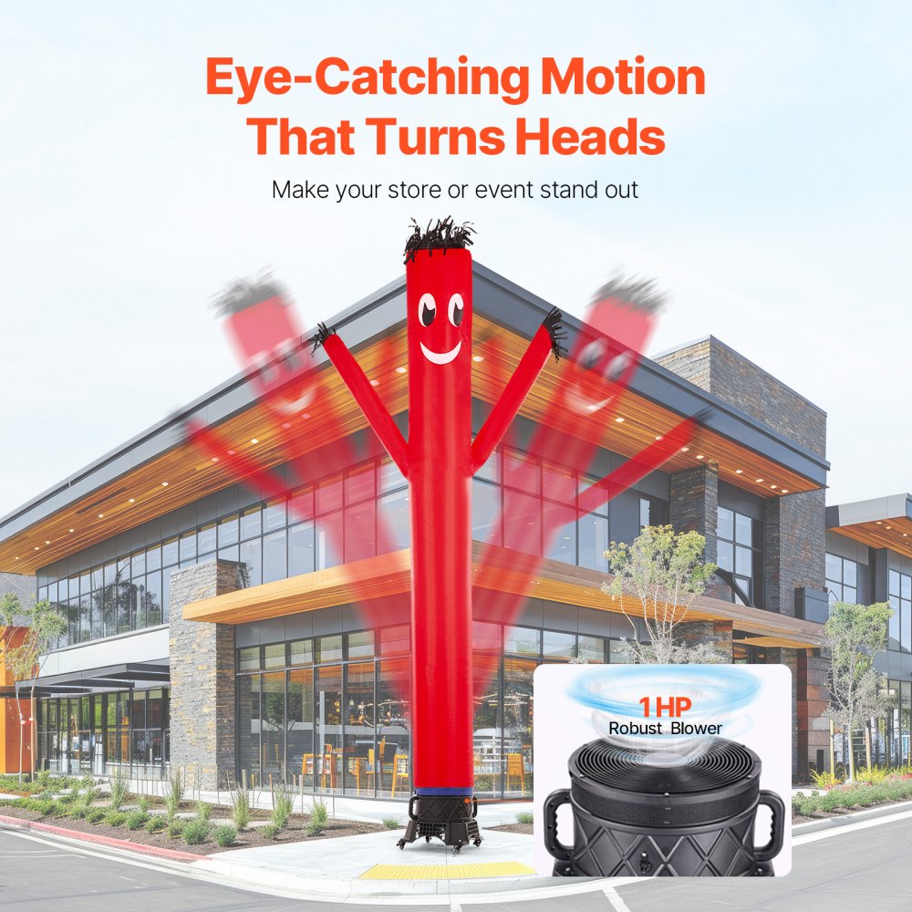 WX-750W-S1 - 20 ft Red Inflatable Tube Man with 1 HP Blower