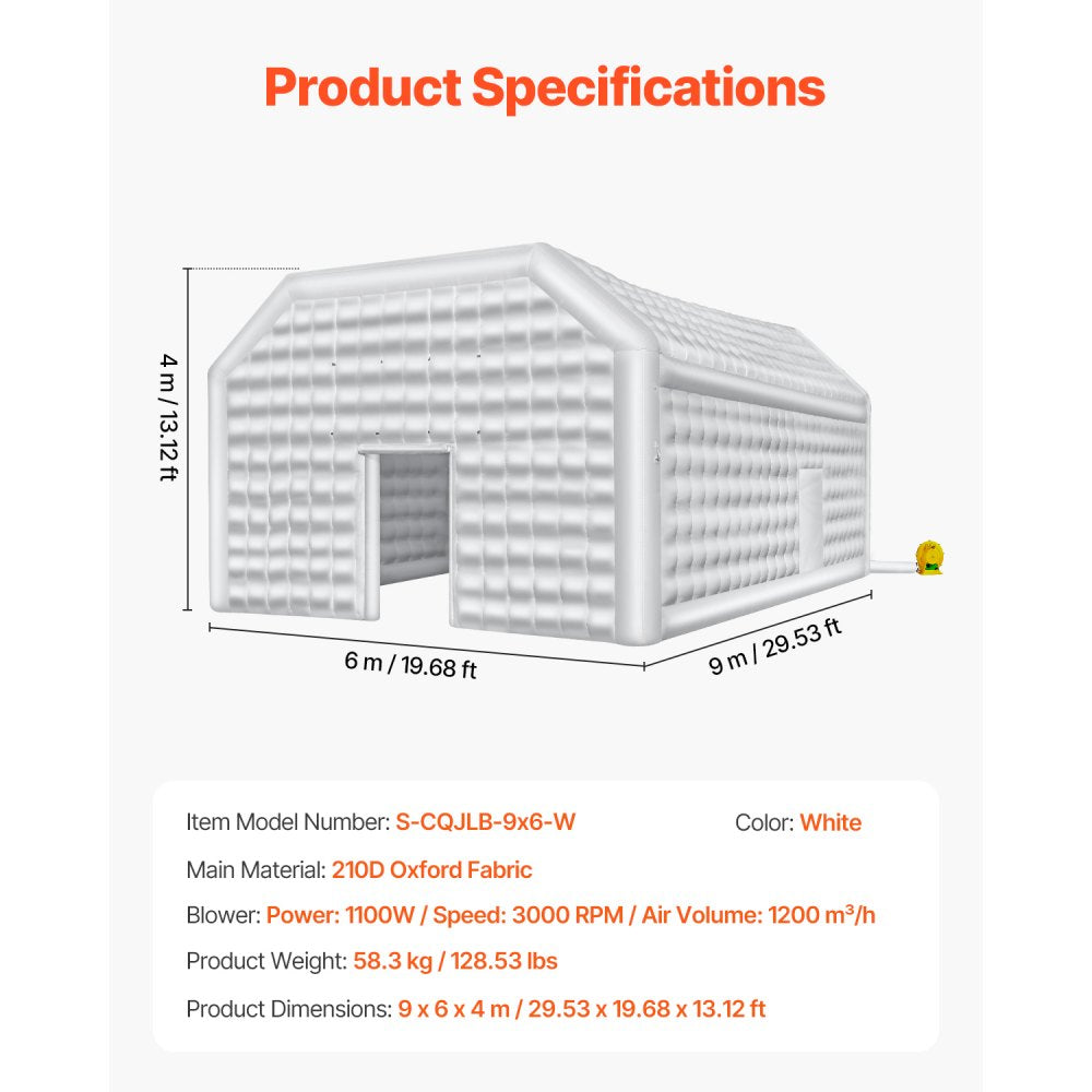S-CQJLB-9x6-W - 29.5ft Inflatable Nightclub Tent for Weddings & Parties
