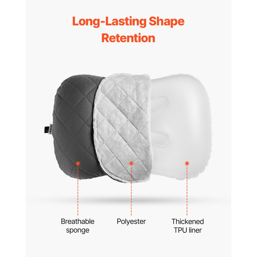 XP-7402-R - 17.4"x12" Inflatable Travel Pillow with Elastic Strap