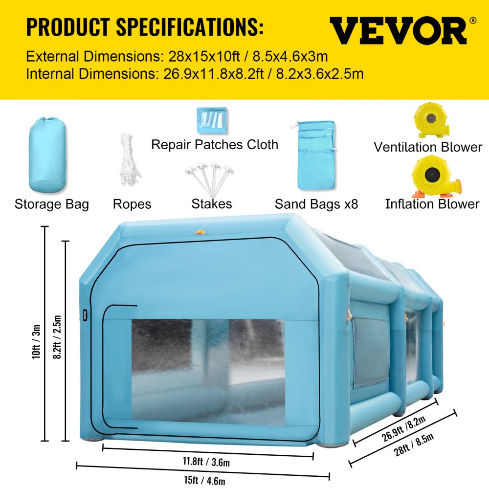 CQZP-4985 - 28x15ft Inflatable Spray Booth with Filtration System