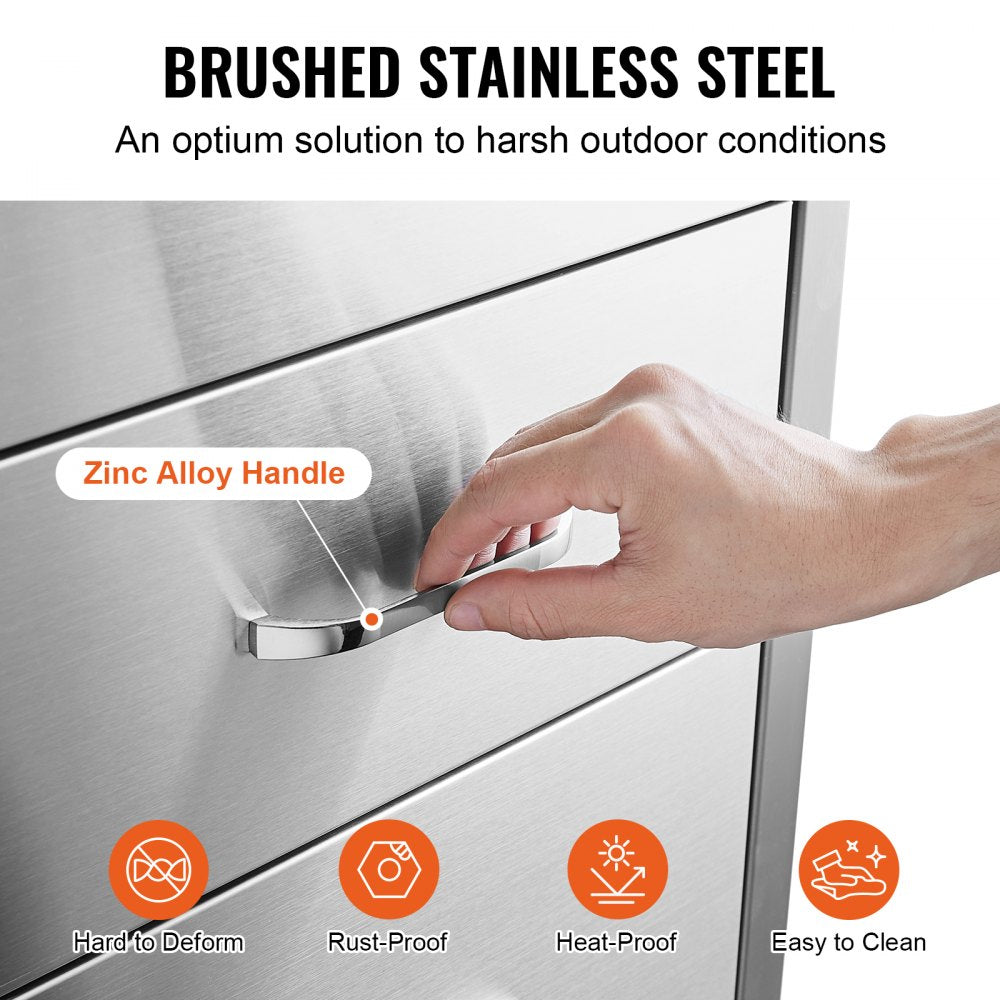 KM-CTG-2302-SKU5 - Stainless Steel 3-Tier Outdoor Kitchen Drawer for Easy Organization