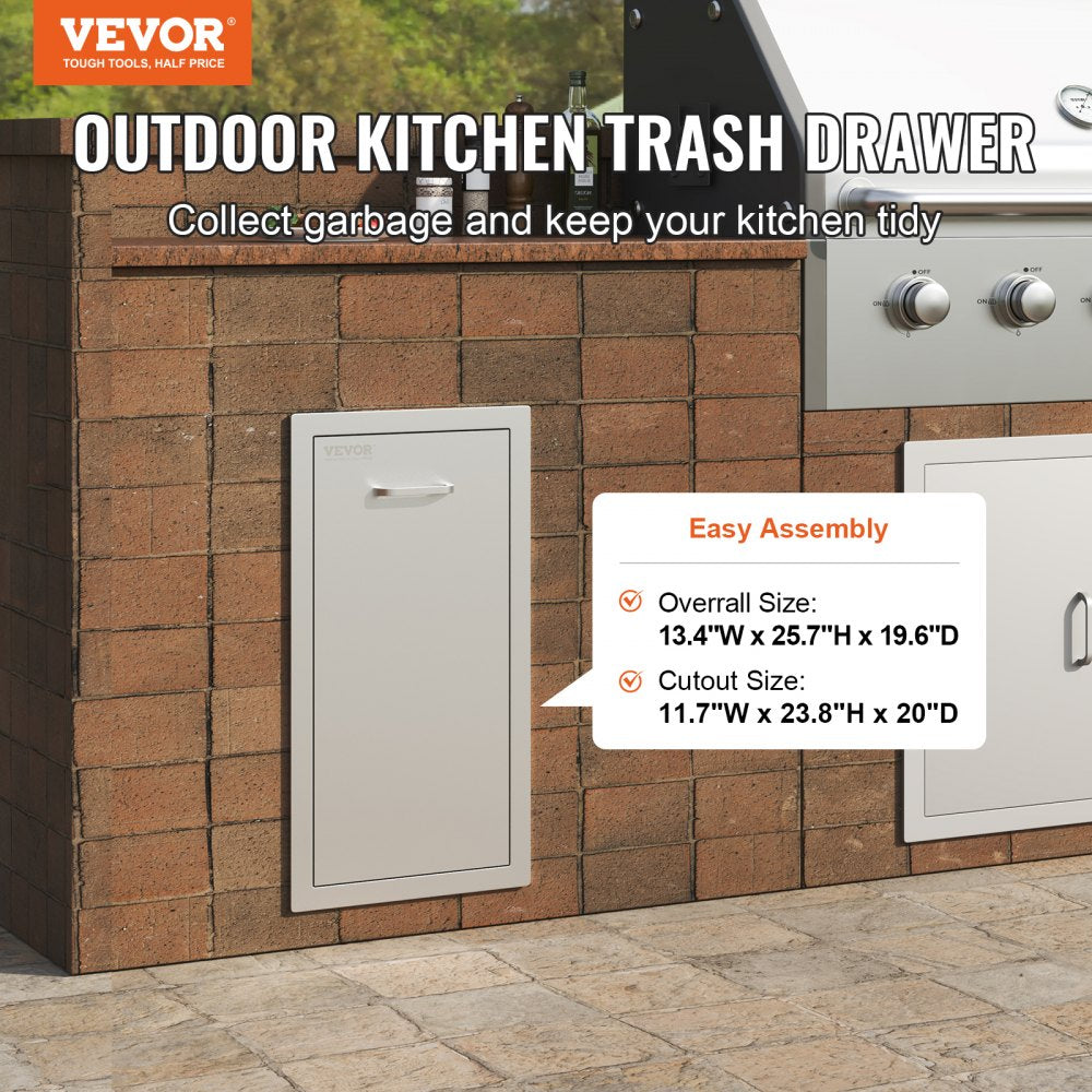 KM-CTG-2302-SKU9 - Durable 13.4" Pull-Out Trash Drawer for Outdoor Kitchens