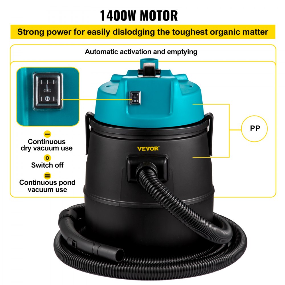 VV-PVC-AUTO - 1400W Automatic Pond Vacuum Cleaner with 4 Nozzles