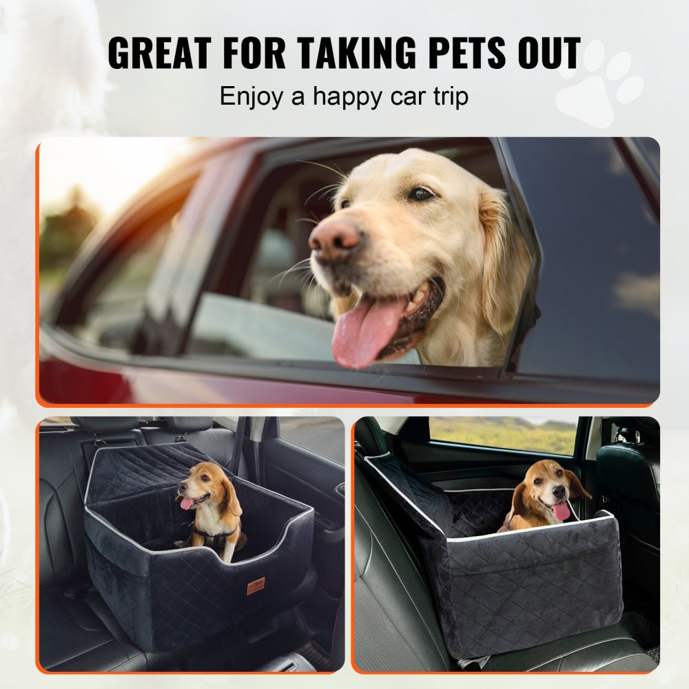 JBS-PCS-001-BLACK - Comfortable Dog Booster Car Seat for Pets up to 55 lbs