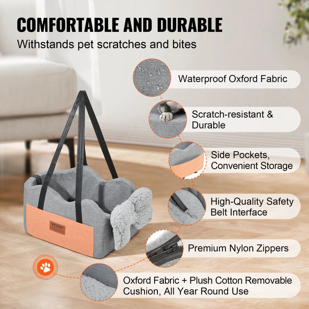 JBS-PCS-005-DARK GRAY - Waterproof Center Console Dog Car Seat for Small Pets