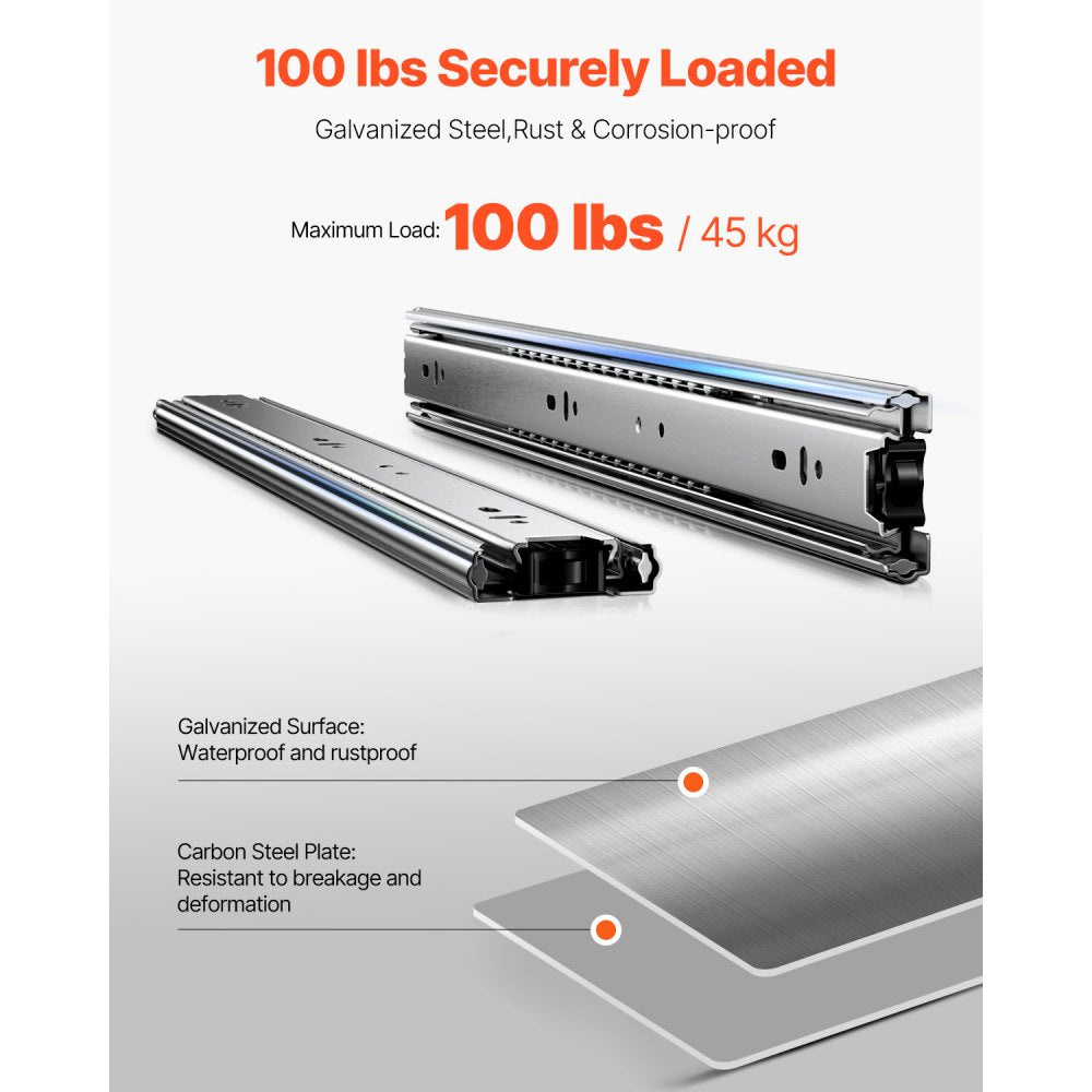 4530.450.ZC - Heavy-Duty 18" Drawer Slides, Galvanized Steel, 100 lbs Capacity