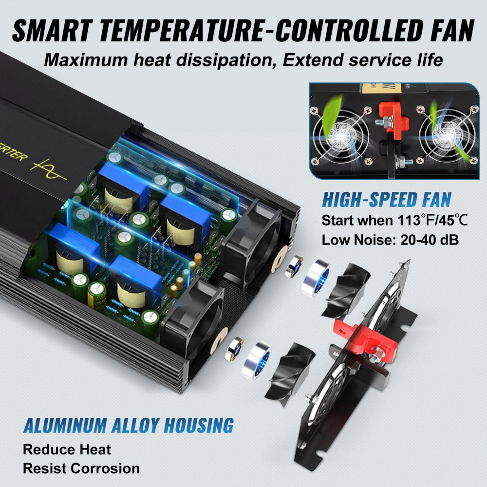 GYS-2500W - 2500W Pure Sine Wave Inverter with LCD Display and Remote Control