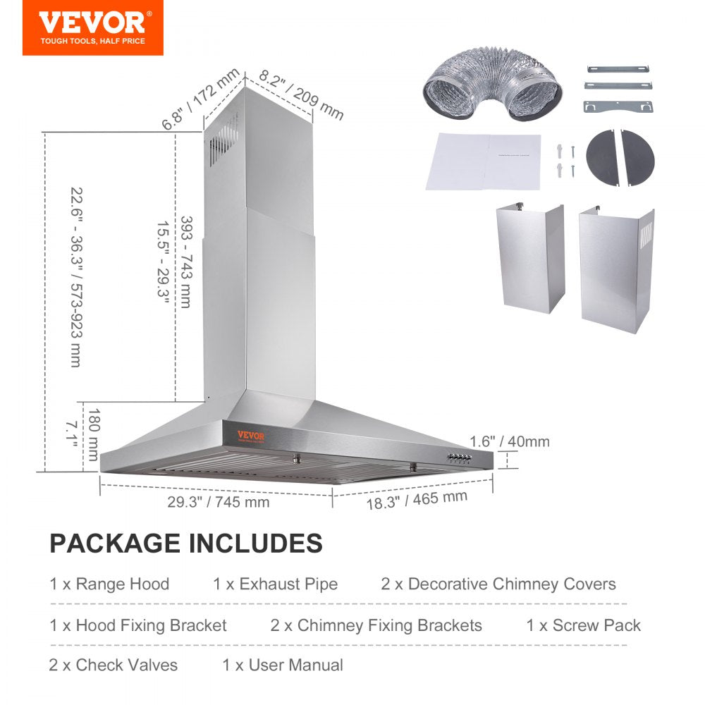 TD1775Y-AC-I1 - 30" Stainless Steel Ductless Range Hood with 3-Speed Fan