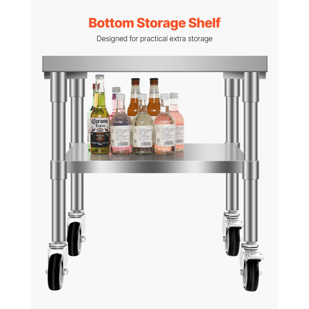 CIBT1924C - 61.6L Stainless Steel Ice Bin on Wheels with Storage Tray